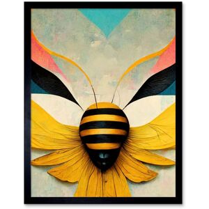 Artery8 Wall Art Print Abstract Bumble Bee Heart Painting Contemporary Yellow Black Beige Blue Coral Pink Art Framed Size: W12" x H16" Black W12" x H16" Artery8 Wall Art Print Abstract Bumble Bee Heart Painting Contemporary Yellow Black Beige Blue Coral Pink Art Framed Size: W12" x H16" Black W12" x H16"