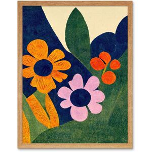 Artery8 Wall Art Print Abstract Painting Bright Matisse Style Flowers Mustard Navy Lilac Orange Art Framed in Light Oak Size: W12" x H16" Light Oak W12" x H16" Artery8 Wall Art Print Abstract Painting Bright Matisse Style Flowers Mustard Navy Lilac Orange Art Framed in Light Oak Size: W12" x H16" Light Oak W12" x H16"