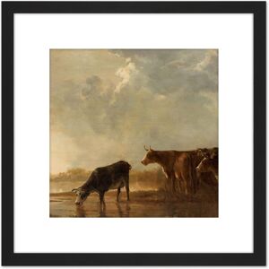 Artery8 Aelbert Cuyp River Landscape With Cows Painting 8X8 Inch Square Wooden Framed Wall Art Print Picture with Mount in Black Black Artery8 Aelbert Cuyp River Landscape With Cows Painting 8X8 Inch Square Wooden Framed Wall Art Print Picture with Mount in Black Black