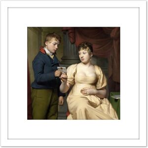 Artery8 Vermeer The Love Letter Boy Woman Painting 8X8 Inch Square Wooden Framed Wall Art Print Picture with Mount in White White Artery8 Vermeer The Love Letter Boy Woman Painting 8X8 Inch Square Wooden Framed Wall Art Print Picture with Mount in White White