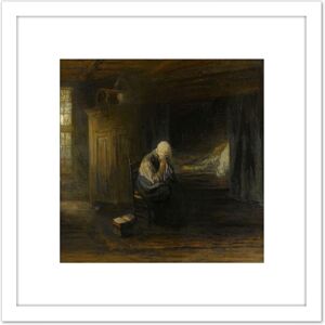 Artery8 Jozef Israels Alone World Women Grieving Painting 8X8 Inch Square Wooden Framed Wall Art Print Picture with Mount in White White Artery8 Jozef Israels Alone World Women Grieving Painting 8X8 Inch Square Wooden Framed Wall Art Print Picture with Mount in White White