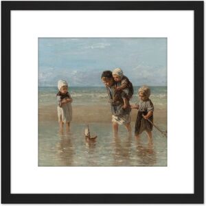 Artery8 Jozef Israels Children Of The Sea Bathing Painting 8X8 Inch Square Wooden Framed Wall Art Print Picture with Mount in Black Black Artery8 Jozef Israels Children Of The Sea Bathing Painting 8X8 Inch Square Wooden Framed Wall Art Print Picture with Mount in Black Black