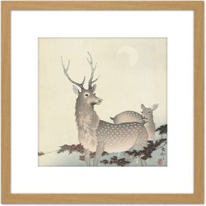 Artery8 Ohara Koson Two Deer Japan Painting 8X8 Inch Square Wooden Framed Wall Art Print Picture with Mount in Light Oak Light Oak Artery8 Ohara Koson Two Deer Japan Painting 8X8 Inch Square Wooden Framed Wall Art Print Picture with Mount in Light Oak Light Oak