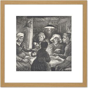 Artery8 Vincent Van Gogh De Aardappeleters Black & White 8X8 Inch Square Wooden Framed Wall Art Print Picture with Mount in Light Oak Light Oak Artery8 Vincent Van Gogh De Aardappeleters Black & White 8X8 Inch Square Wooden Framed Wall Art Print Picture with Mount in Light Oak Light Oak