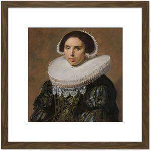Artery8 Frans Hals Portrait Of A Woman Painting 8X8 Inch Square Wooden Framed Wall Art Print Picture with Mount in Brown Brown Artery8 Frans Hals Portrait Of A Woman Painting 8X8 Inch Square Wooden Framed Wall Art Print Picture with Mount in Brown Brown