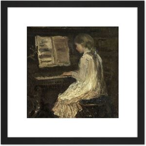 Artery8 Jacob Maris At The Piano Painting 8X8 Inch Square Wooden Framed Wall Art Print Picture with Mount in Black Black Artery8 Jacob Maris At The Piano Painting 8X8 Inch Square Wooden Framed Wall Art Print Picture with Mount in Black Black