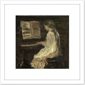 Artery8 Jacob Maris At The Piano Painting 8X8 Inch Square Wooden Framed Wall Art Print Picture with Mount in White White Artery8 Jacob Maris At The Piano Painting 8X8 Inch Square Wooden Framed Wall Art Print Picture with Mount in White White