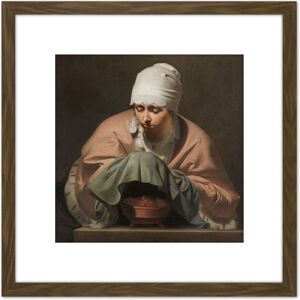 Artery8 Van Everdingen Woman Warming Hands Brazier 8X8 Inch Square Wooden Framed Wall Art Print Picture with Mount in Brown Brown Artery8 Van Everdingen Woman Warming Hands Brazier 8X8 Inch Square Wooden Framed Wall Art Print Picture with Mount in Brown Brown