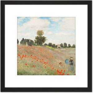 Artery8 Claude Monet Poppy Field With People 8X8 Inch Square Wooden Framed Wall Art Print Picture with Mount in Black Black Artery8 Claude Monet Poppy Field With People 8X8 Inch Square Wooden Framed Wall Art Print Picture with Mount in Black Black