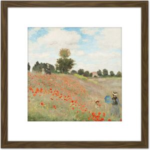 Artery8 Claude Monet Poppy Field With People 8X8 Inch Square Wooden Framed Wall Art Print Picture with Mount in Brown Brown Artery8 Claude Monet Poppy Field With People 8X8 Inch Square Wooden Framed Wall Art Print Picture with Mount in Brown Brown