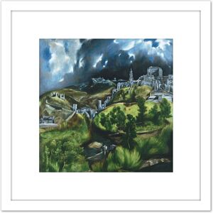 Artery8 El Greco View Of Toledo Spain Expressive Painting 8X8 Inch Square Wooden Framed Wall Art Print Picture with Mount in White White Artery8 El Greco View Of Toledo Spain Expressive Painting 8X8 Inch Square Wooden Framed Wall Art Print Picture with Mount in White White