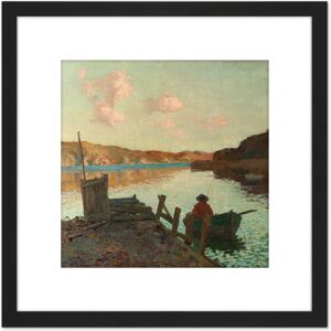 Artery8 James M Nairn Evans Bay 8X8 Inch Square Wooden Framed Wall Art Print Picture with Mount in Black Black Artery8 James M Nairn Evans Bay 8X8 Inch Square Wooden Framed Wall Art Print Picture with Mount in Black Black