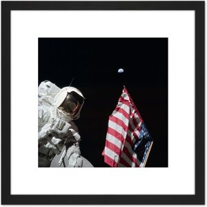 Artery8 Moon Apollo 17 Astronaut Earth Flag Photo 8X8 Inch Square Wooden Framed Wall Art Print Picture with Mount in Black Black Artery8 Moon Apollo 17 Astronaut Earth Flag Photo 8X8 Inch Square Wooden Framed Wall Art Print Picture with Mount in Black Black