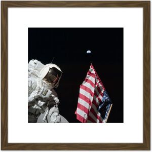 Artery8 Moon Apollo 17 Astronaut Earth Flag Photo 8X8 Inch Square Wooden Framed Wall Art Print Picture with Mount in Brown Brown Artery8 Moon Apollo 17 Astronaut Earth Flag Photo 8X8 Inch Square Wooden Framed Wall Art Print Picture with Mount in Brown Brown