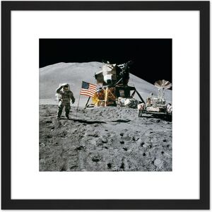 Artery8 Moon Space Apollo 15 Mission Flag Photo 8X8 Inch Square Wooden Framed Wall Art Print Picture with Mount in Black Black Artery8 Moon Space Apollo 15 Mission Flag Photo 8X8 Inch Square Wooden Framed Wall Art Print Picture with Mount in Black Black