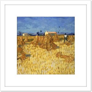 Artery8 Van Gogh Corn Harvest Provence Painting 8X8 Inch Square Wooden Framed Wall Art Print Picture with Mount in White White Artery8 Van Gogh Corn Harvest Provence Painting 8X8 Inch Square Wooden Framed Wall Art Print Picture with Mount in White White