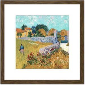 Artery8 Van Gogh Farmhouse Provence 1888 Painting 8X8 Inch Square Wooden Framed Wall Art Print Picture with Mount in Brown Brown Artery8 Van Gogh Farmhouse Provence 1888 Painting 8X8 Inch Square Wooden Framed Wall Art Print Picture with Mount in Brown Brown