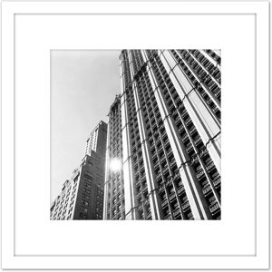 Artery8 Woolworth Building Manhattan New York Berenice Abbott 8X8 Inch Square Wooden Framed Wall Art Print Picture with Mount in White White Artery8 Woolworth Building Manhattan New York Berenice Abbott 8X8 Inch Square Wooden Framed Wall Art Print Picture with Mount in White White