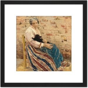 Artery8 Liebermann Old Woman With Cat Chair Painting 8X8 Inch Square Wooden Framed Wall Art Print Picture with Mount in Black Black Artery8 Liebermann Old Woman With Cat Chair Painting 8X8 Inch Square Wooden Framed Wall Art Print Picture with Mount in Black Black