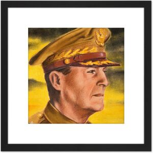 Artery8 Timym Portrait US General Douglas MacArthur Painting 8X8 Inch Square Wooden Framed Wall Art Print Picture with Mount in Black Black Artery8 Timym Portrait US General Douglas MacArthur Painting 8X8 Inch Square Wooden Framed Wall Art Print Picture with Mount in Black Black