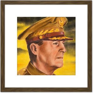 Artery8 Timym Portrait US General Douglas MacArthur Painting 8X8 Inch Square Wooden Framed Wall Art Print Picture with Mount in Brown Brown Artery8 Timym Portrait US General Douglas MacArthur Painting 8X8 Inch Square Wooden Framed Wall Art Print Picture with Mount in Brown Brown