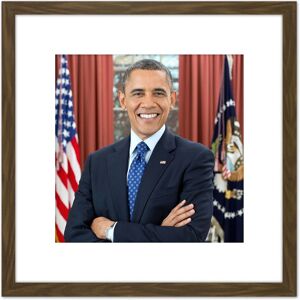 Artery8 Souza Portrait US President Barack Obama Photo 8X8 Inch Square Wooden Framed Wall Art Print Picture with Mount in Brown Brown Artery8 Souza Portrait US President Barack Obama Photo 8X8 Inch Square Wooden Framed Wall Art Print Picture with Mount in Brown Brown