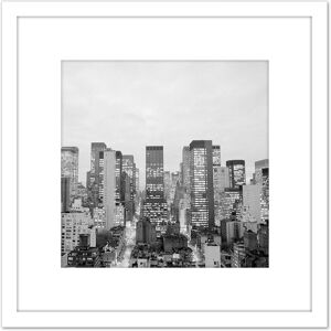 Artery8 New York Midtown Manhattan Skyscrapers 1975 8X8 Inch Square Wooden Framed Wall Art Print Picture with Mount in White White Artery8 New York Midtown Manhattan Skyscrapers 1975 8X8 Inch Square Wooden Framed Wall Art Print Picture with Mount in White White