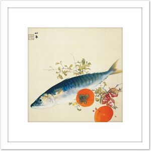 Artery8 Seiho Autumn Fattens Fish Ripens Wild Fruits Japan Painting 8X8 Inch Square Wooden Framed Wall Art Print Picture with Mount in White White Artery8 Seiho Autumn Fattens Fish Ripens Wild Fruits Japan Painting 8X8 Inch Square Wooden Framed Wall Art Print Picture with Mount in White White
