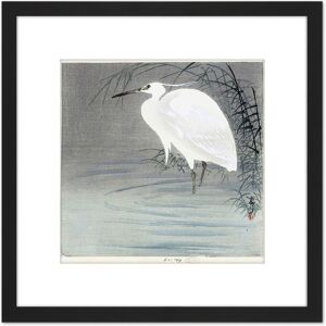 Artery8 Koson Ohara Little Egret Bird Japan Woodcut 8X8 Inch Square Wooden Framed Wall Art Print Picture with Mount in Black Black Artery8 Koson Ohara Little Egret Bird Japan Woodcut 8X8 Inch Square Wooden Framed Wall Art Print Picture with Mount in Black Black