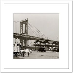 Artery8 Berenice Abbott South St Manhattan Bridge Photo 8X8 Inch Square Wooden Framed Wall Art Print Picture with Mount in White White Artery8 Berenice Abbott South St Manhattan Bridge Photo 8X8 Inch Square Wooden Framed Wall Art Print Picture with Mount in White White