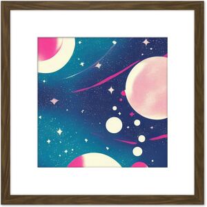 Artery8 Vibrant Cosmos Planets Stars Outer Space Blue Pink Illustration Painting Square Wooden Framed Wall Art Print Picture 8X8 Inch in Brown Brown Artery8 Vibrant Cosmos Planets Stars Outer Space Blue Pink Illustration Painting Square Wooden Framed Wall Art Print Picture 8X8 Inch in Brown Brown