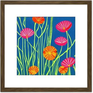 Artery8 Floral Pattern Bright Bold Poppy Poppies Flowers Blue Yellow Pink Painting Square Wooden Framed Wall Art Print Picture 8X8 Inch in Brown Brown Artery8 Floral Pattern Bright Bold Poppy Poppies Flowers Blue Yellow Pink Painting Square Wooden Framed Wall Art Print Picture 8X8 Inch in Brown Brown