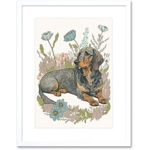 Artery8 Wall Art Print Dachshund Dog Lying in Flower Field Pastel Watercolour Artwork Framed 9X7 Inch in White Size: W7" x H9" White W7" x H9" Artery8 Wall Art Print Dachshund Dog Lying in Flower Field Pastel Watercolour Artwork Framed 9X7 Inch in White Size: W7" x H9" White W7" x H9"