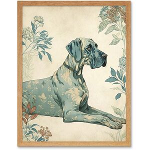 Artery8 Wall Art Print Blue Great Dane Dog with Flower Pattern Fur Coat Modern Art Framed in Light Oak Size: W12" x H16" Light Oak W12" x H16" Artery8 Wall Art Print Blue Great Dane Dog with Flower Pattern Fur Coat Modern Art Framed in Light Oak Size: W12" x H16" Light Oak W12" x H16"