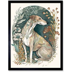 Artery8 Wall Art Print Greyhound Dog in Flower Field Modern Pastel Boho Watercolour Art Framed in Black Size: W12" x H16" Black W12" x H16" Artery8 Wall Art Print Greyhound Dog in Flower Field Modern Pastel Boho Watercolour Art Framed in Black Size: W12" x H16" Black W12" x H16"