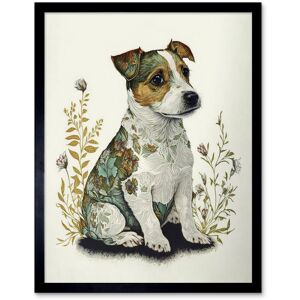 Artery8 Wall Art Print Cute Jack Russel Dog Puppy & Flower Patterns Colour Pencil Art Framed in Black Size: W12" x H16" Black W12" x H16" Artery8 Wall Art Print Cute Jack Russel Dog Puppy & Flower Patterns Colour Pencil Art Framed in Black Size: W12" x H16" Black W12" x H16"