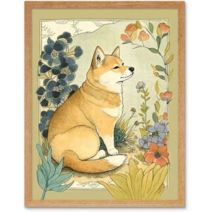 Artery8 Wall Art Print Shiba Inu Dog in Flower Field Modern Pastel Watercolour Art Framed in Light Oak Size: W12" x H16" Light Oak W12" x H16" Artery8 Wall Art Print Shiba Inu Dog in Flower Field Modern Pastel Watercolour Art Framed in Light Oak Size: W12" x H16" Light Oak W12" x H16"