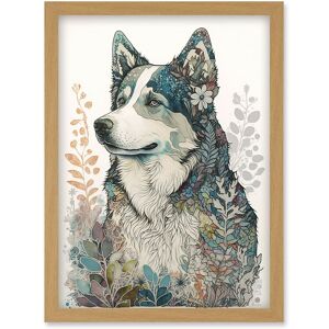Artery8 Siberian Husky Dog Nature Spirit Animal Modern Multicoloured Illustration Artwork Framed Wall Art Print A4 in Light Oak Light Oak Artery8 Siberian Husky Dog Nature Spirit Animal Modern Multicoloured Illustration Artwork Framed Wall Art Print A4 in Light Oak Light Oak