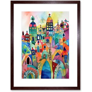 Artery8 Wall Art Print Cityscape Abstract Folk Art Vibrant Multicoloured Watercolour Painting Artwork Framed 9X7 Inch in Brown Size: W7" x H9" Brown W7" x H9" Artery8 Wall Art Print Cityscape Abstract Folk Art Vibrant Multicoloured Watercolour Painting Artwork Framed 9X7 Inch in Brown Size: W7" x H9" Brown W7" x H9"