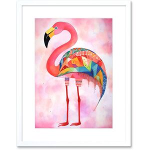 Artery8 Wall Art Print Flamingo Bird With Multicolour Patterns Folk Art Watercolour Painting Artwork Framed 9X7 Inch in White Size: W7" x H9" White W7" x H9" Artery8 Wall Art Print Flamingo Bird With Multicolour Patterns Folk Art Watercolour Painting Artwork Framed 9X7 Inch in White Size: W7" x H9" White W7" x H9"