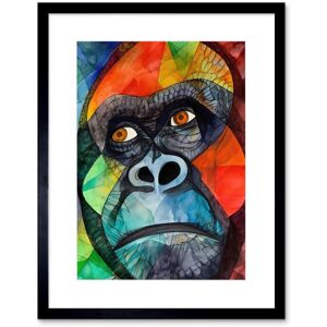 Artery8 Wall Art Print Gorilla Face Folk Art Watercolour Painting Artwork Framed 9X7 Inch in Black Size: W7" x H9" Black W7" x H9" Artery8 Wall Art Print Gorilla Face Folk Art Watercolour Painting Artwork Framed 9X7 Inch in Black Size: W7" x H9" Black W7" x H9"