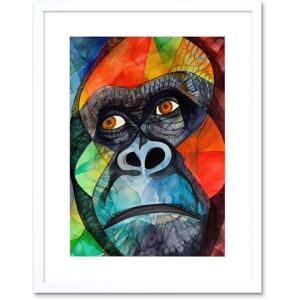 Artery8 Wall Art Print Gorilla Face Folk Art Watercolour Painting Artwork Framed 9X7 Inch in White Size: W7" x H9" White W7" x H9" Artery8 Wall Art Print Gorilla Face Folk Art Watercolour Painting Artwork Framed 9X7 Inch in White Size: W7" x H9" White W7" x H9"