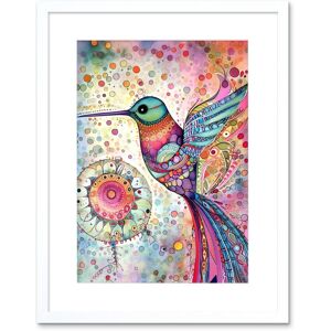 Artery8 Wall Art Print Hummingbird With Mandala Patterns Colourful Folk Art Watercolour Painting Artwork Framed 9X7 Inch in White Size: W7" x H9" White W7" x H9" Artery8 Wall Art Print Hummingbird With Mandala Patterns Colourful Folk Art Watercolour Painting Artwork Framed 9X7 Inch in White Size: W7" x H9" White W7" x H9"