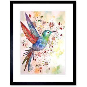 Artery8 Wall Art Print Hummingbird With Flower Patterns Folk Art Watercolour Painting Artwork Framed 9X7 Inch in Black Size: W7" x H9" Black W7" x H9" Artery8 Wall Art Print Hummingbird With Flower Patterns Folk Art Watercolour Painting Artwork Framed 9X7 Inch in Black Size: W7" x H9" Black W7" x H9"