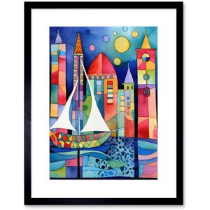 Artery8 Wall Art Print Marina At Night Colourful Folk Art Watercolour Painting Artwork Framed 9X7 Inch in Black Size: W7" x H9" Black W7" x H9" Artery8 Wall Art Print Marina At Night Colourful Folk Art Watercolour Painting Artwork Framed 9X7 Inch in Black Size: W7" x H9" Black W7" x H9"