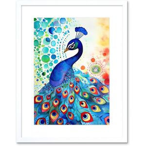 Artery8 Wall Art Print Peacock Bird With Mandala Patterns Folk Art Watercolour Painting Artwork Framed 9X7 Inch in White Size: W7" x H9" White W7" x H9" Artery8 Wall Art Print Peacock Bird With Mandala Patterns Folk Art Watercolour Painting Artwork Framed 9X7 Inch in White Size: W7" x H9" White W7" x H9"