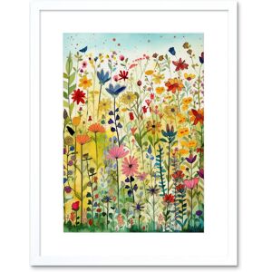 Artery8 Wall Art Print Mixed Wildflower Bloom In Meadow Folk Artwork Framed 9X7 Inch in White Size: W7" x H9" White W7" x H9" Artery8 Wall Art Print Mixed Wildflower Bloom In Meadow Folk Artwork Framed 9X7 Inch in White Size: W7" x H9" White W7" x H9"
