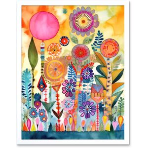 Artery8 Wall Art Print Garden Flowers In Spring Folk Art Watercolour Painting Art Framed in White Size: W12" x H16" White W12" x H16" Artery8 Wall Art Print Garden Flowers In Spring Folk Art Watercolour Painting Art Framed in White Size: W12" x H16" White W12" x H16"