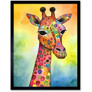 Artery8 Wall Art Print Giraffe With Multicolour Pattern Folk Art Watercolour Painting Art Framed in Black Size: W12" x H16" Black W12" x H16" Artery8 Wall Art Print Giraffe With Multicolour Pattern Folk Art Watercolour Painting Art Framed in Black Size: W12" x H16" Black W12" x H16"