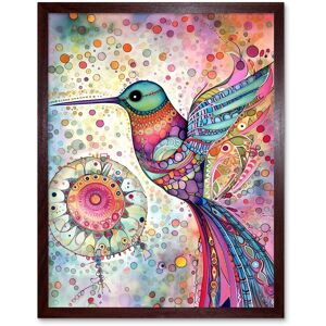 Artery8 Wall Art Print Hummingbird With Mandala Patterns Colourful Folk Art Watercolour Painting Art Framed in Brown Size: W12" x H16" Brown W12" x H16" Artery8 Wall Art Print Hummingbird With Mandala Patterns Colourful Folk Art Watercolour Painting Art Framed in Brown Size: W12" x H16" Brown W12" x H16"